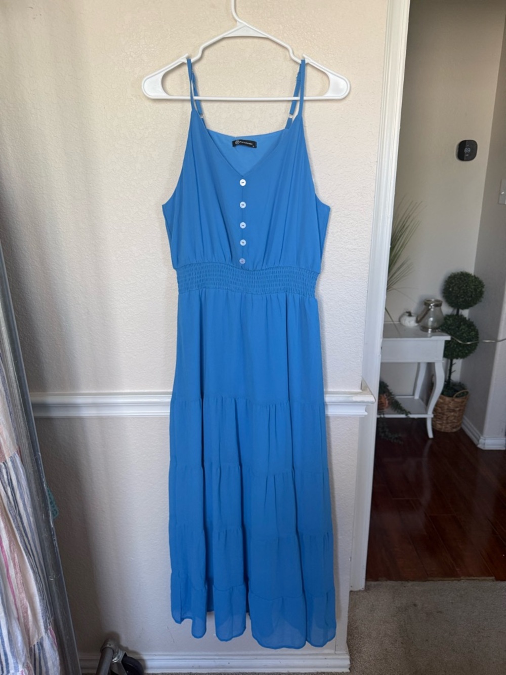 Women’s Blue Button-Front Maxi Dress pretty garden medium - Picture 11 of 11
